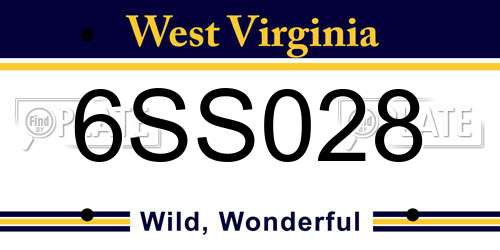 6SS028 West Virginia License Plate