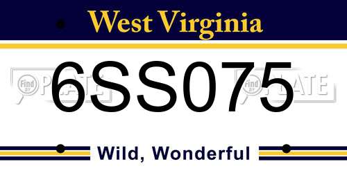 6SS075 West Virginia License Plate