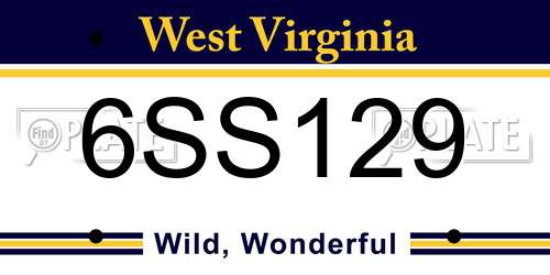 6SS129 West Virginia License Plate