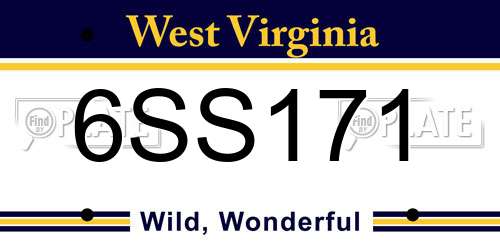 6SS171 West Virginia License Plate
