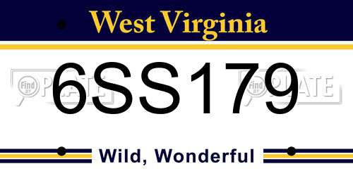 6SS179 West Virginia License Plate