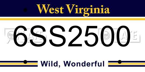 6SS2500 West Virginia License Plate