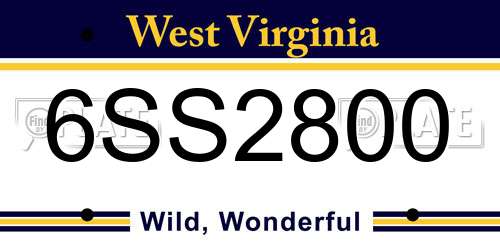 6SS2800 West Virginia License Plate