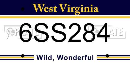 6SS284 West Virginia License Plate