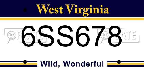 6SS678 West Virginia License Plate