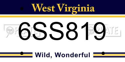 6SS819 West Virginia License Plate