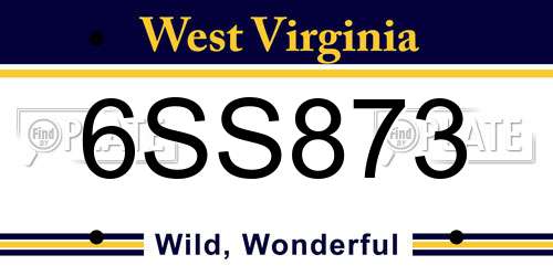 6SS873 West Virginia License Plate
