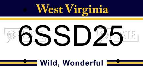 6SSD25 West Virginia License Plate