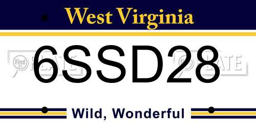 6SSD28 West Virginia License Plate