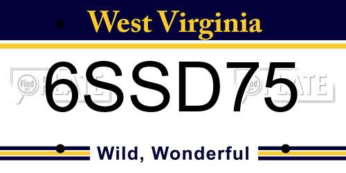 6SSD75 West Virginia License Plate