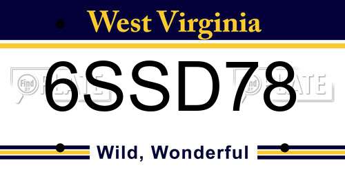 6SSD78 West Virginia License Plate