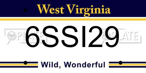 6SSI29 West Virginia License Plate
