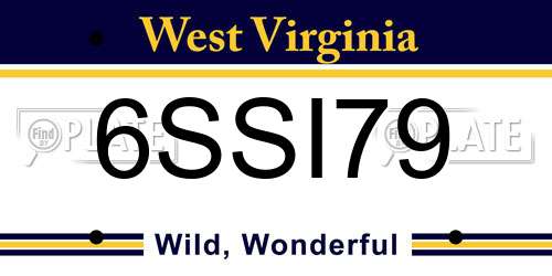 6SSI79 West Virginia License Plate