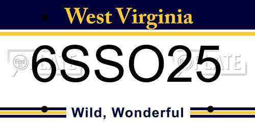 6SSO25 West Virginia License Plate