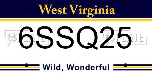 6SSQ25 West Virginia License Plate