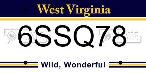 6SSQ78 West Virginia License Plate