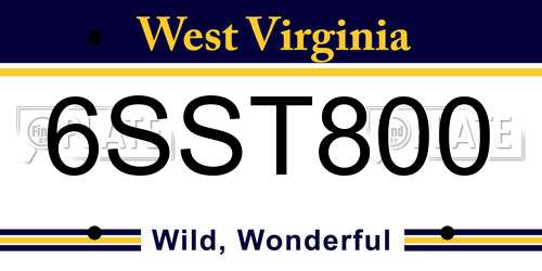 6SST800 West Virginia License Plate