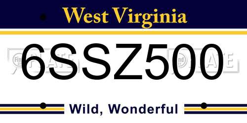 6SSZ500 West Virginia License Plate