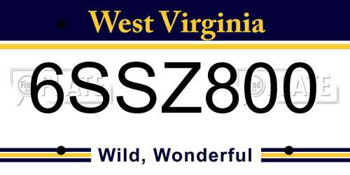 6SSZ800 West Virginia License Plate
