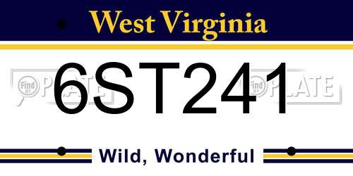 6ST241 West Virginia License Plate