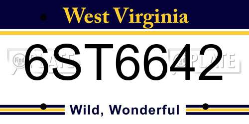 6ST6642 West Virginia License Plate