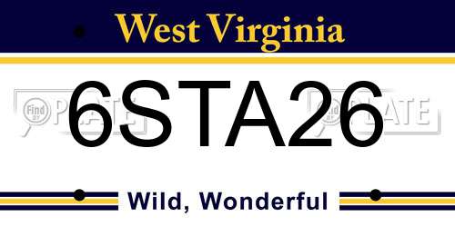 6STA26 West Virginia License Plate