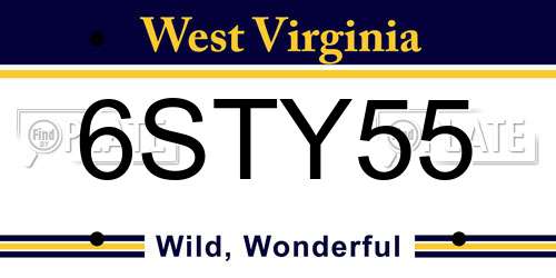 6STY55 West Virginia License Plate
