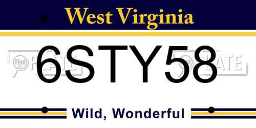 6STY58 West Virginia License Plate