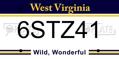 6STZ41 West Virginia License Plate