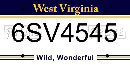 6SV4545 West Virginia License Plate