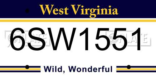 6SW1551 West Virginia License Plate