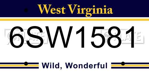 6SW1581 West Virginia License Plate