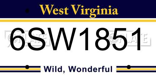 6SW1851 West Virginia License Plate