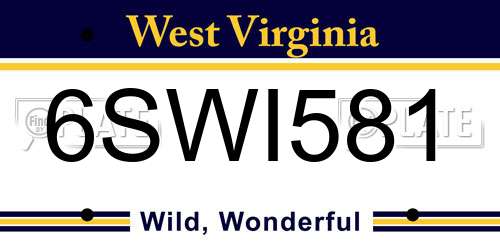 6SWI581 West Virginia License Plate