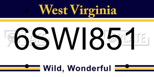 6SWI851 West Virginia License Plate
