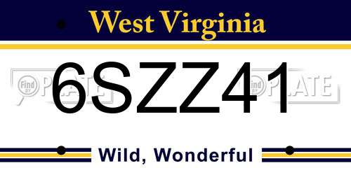6SZZ41 West Virginia License Plate