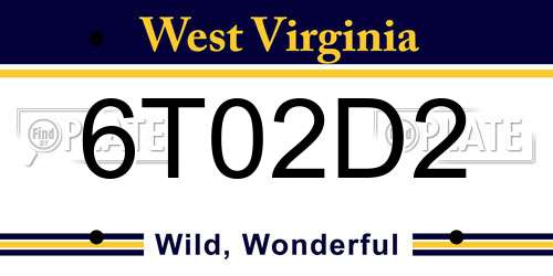 6T02D2 West Virginia License Plate
