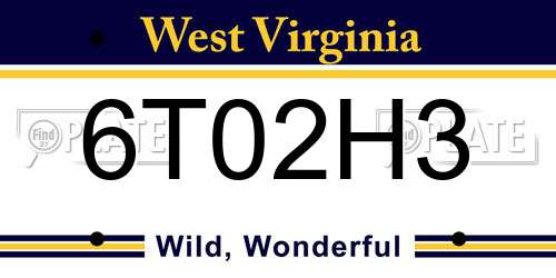 6T02H3 West Virginia License Plate
