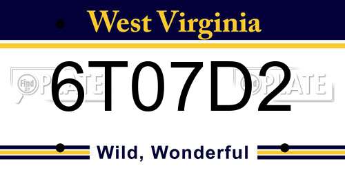 6T07D2 West Virginia License Plate