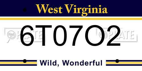 6T07O2 West Virginia License Plate