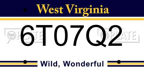 6T07Q2 West Virginia License Plate