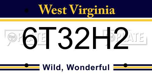 6T32H2 West Virginia License Plate