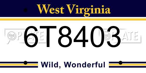 6T8403 West Virginia License Plate