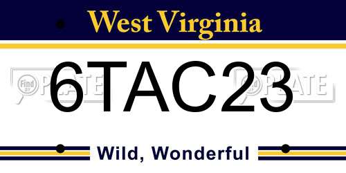 6TAC23 West Virginia License Plate