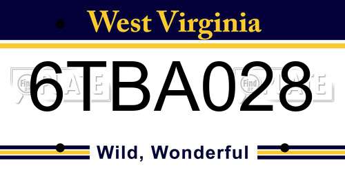 6TBA028 West Virginia License Plate