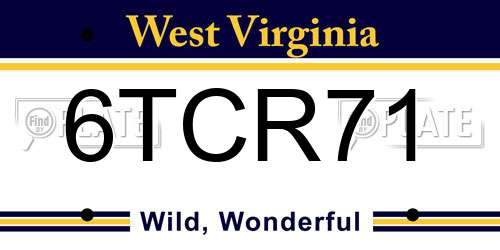 6TCR71 West Virginia License Plate