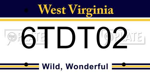 6TDT02 West Virginia License Plate