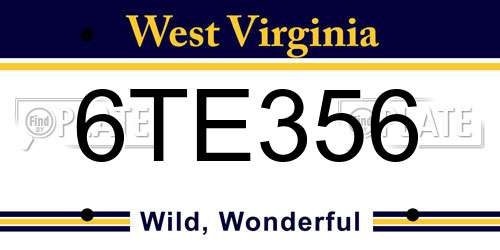 6TE356 West Virginia License Plate