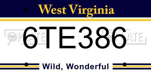 6TE386 West Virginia License Plate