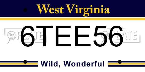 6TEE56 West Virginia License Plate